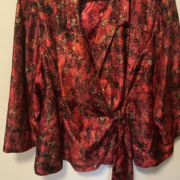Added Dimensions Red Gold belted Jacket 4X NWOT - Picture 4 of 11